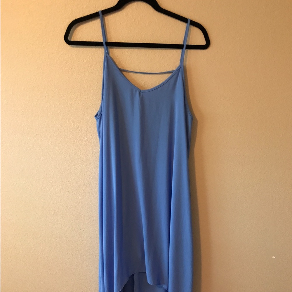 Large light blue high low dress