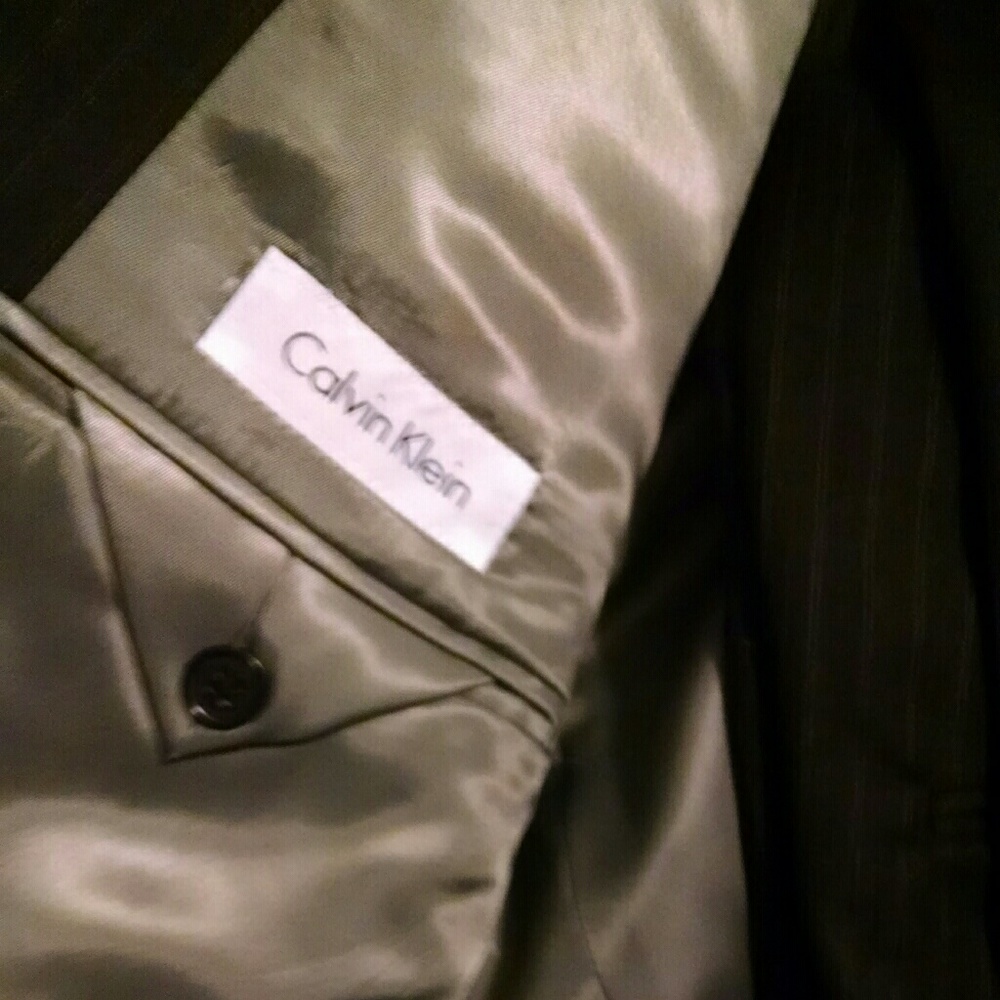 Calvin Klein Black Stripe Men's Wool Suit