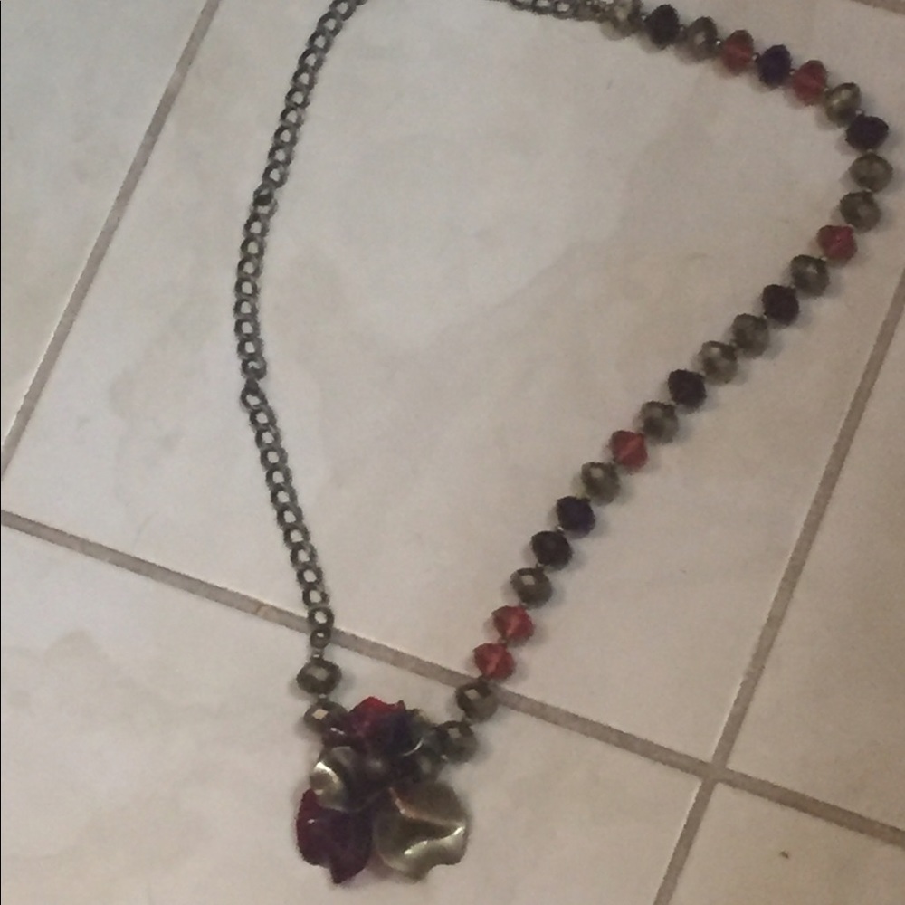 Red and gold chunky necklace