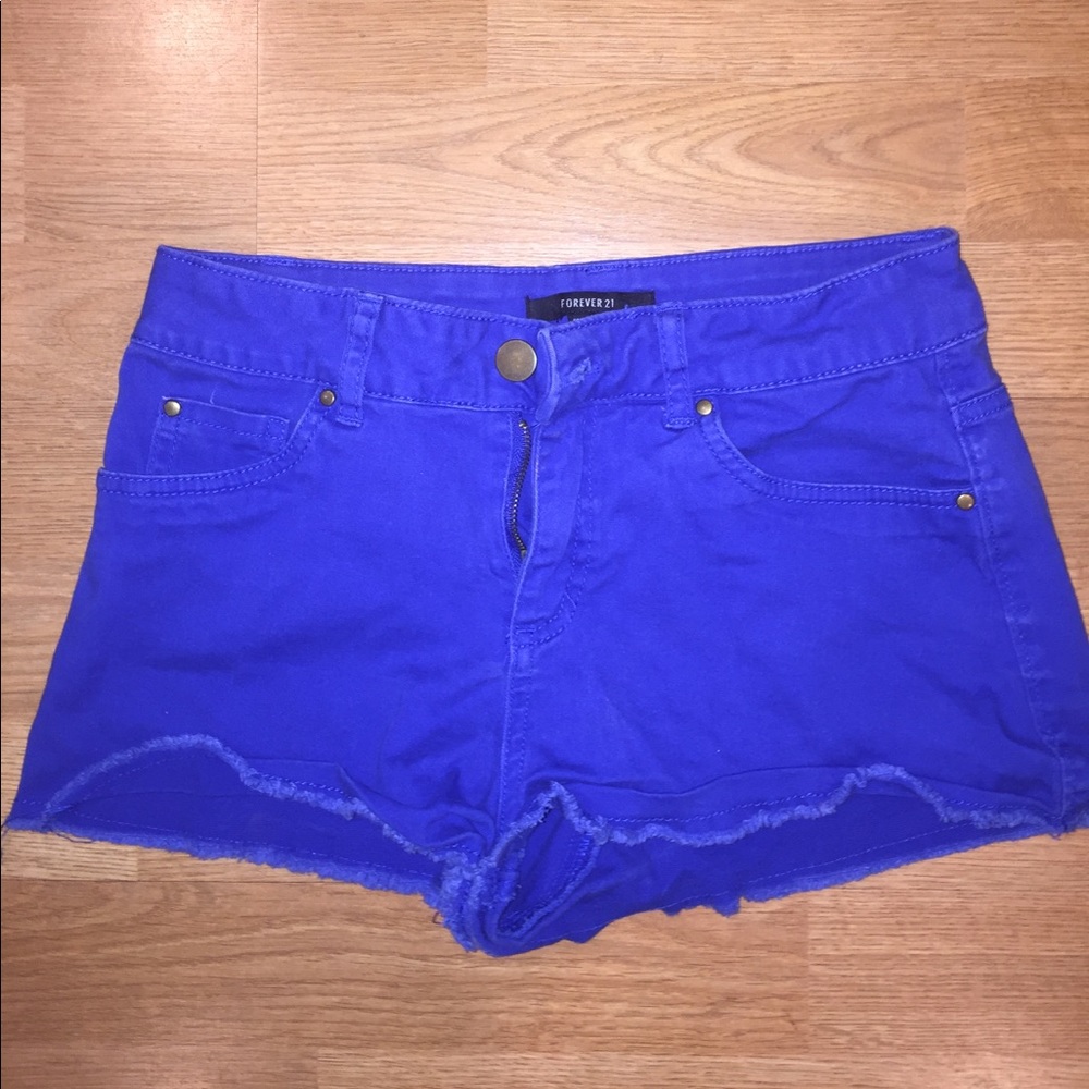 Bright blue shorts