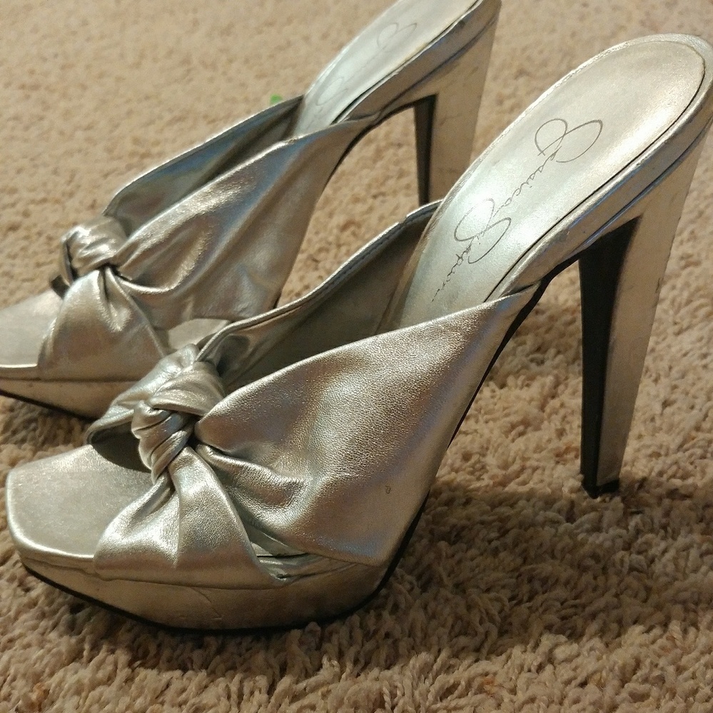 Jessica Simpson silver heels