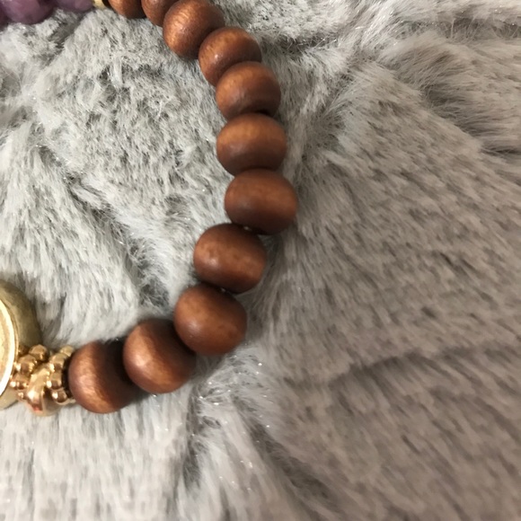 Peace & Harmony Amethyst And Wood Beads Bracelet - Picture 3 of 5