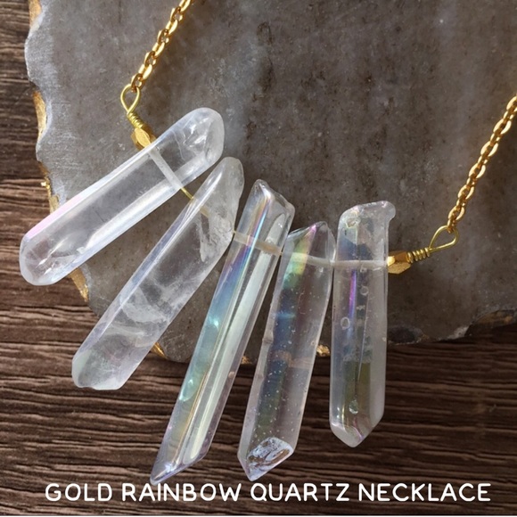 GOLD RAINBOW QUARTZ NECKLACE - Picture 4 of 4