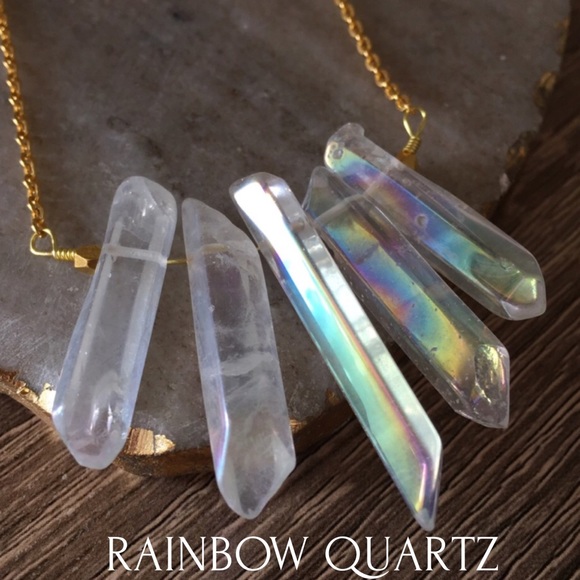 GOLD RAINBOW QUARTZ NECKLACE - Picture 2 of 4
