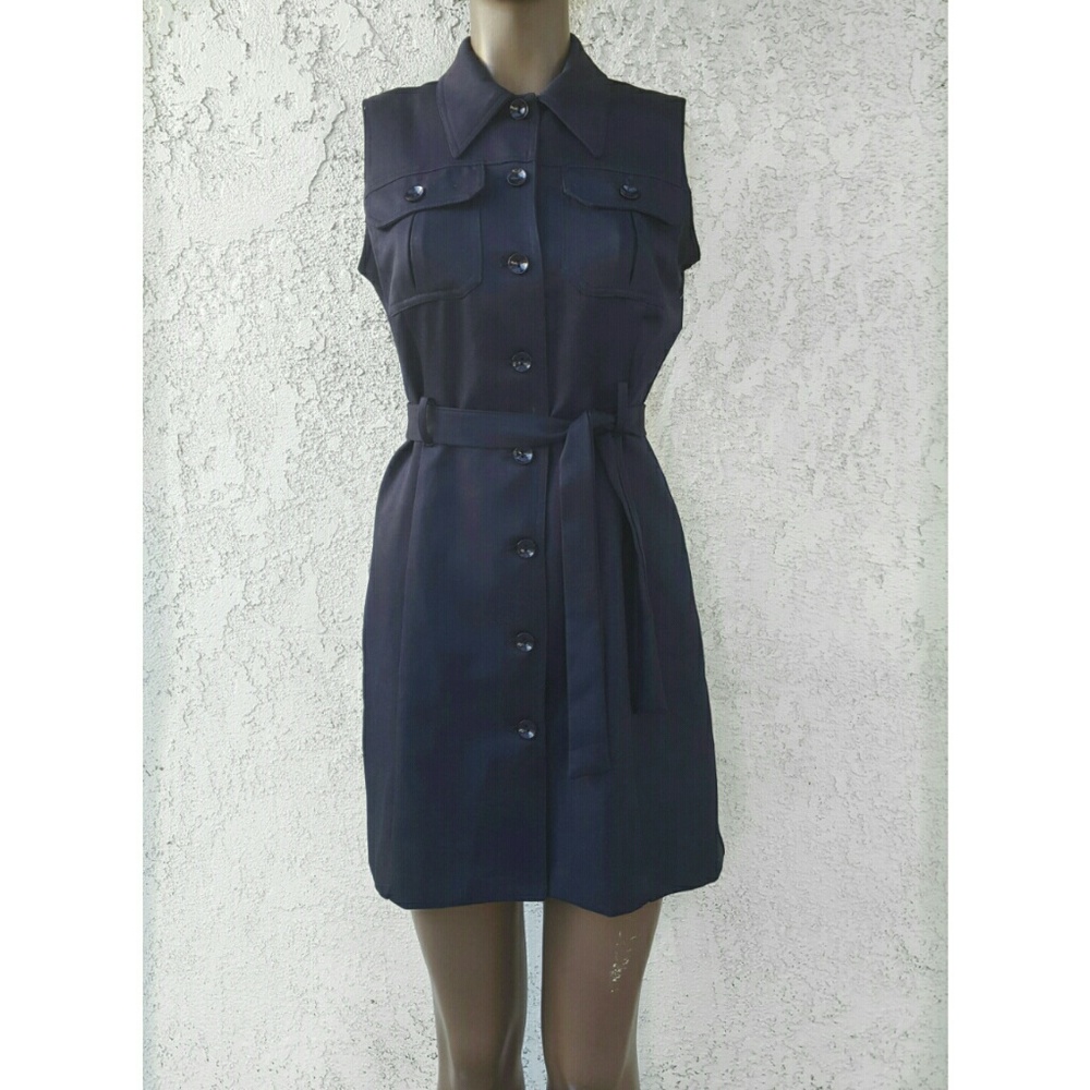 La Belle Navy Button Down Shirt Dress