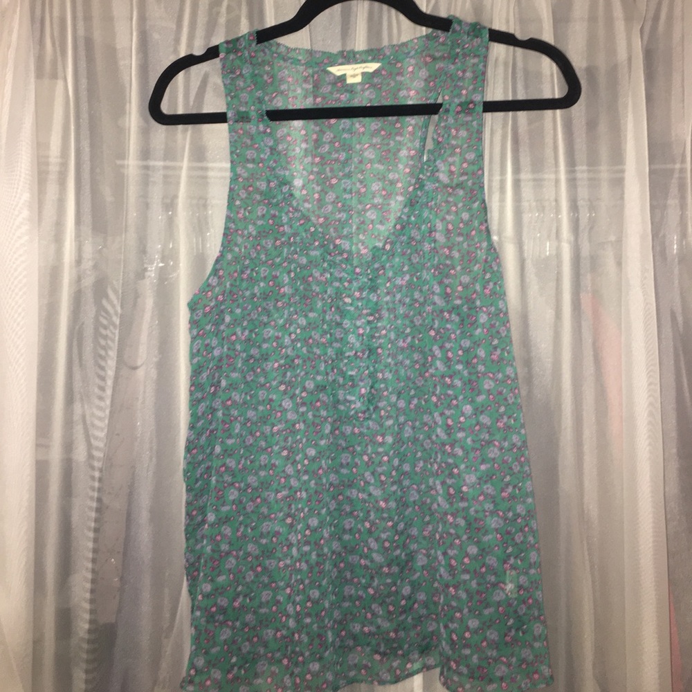 Sheer Flirty Floral Print Sleeveless Top