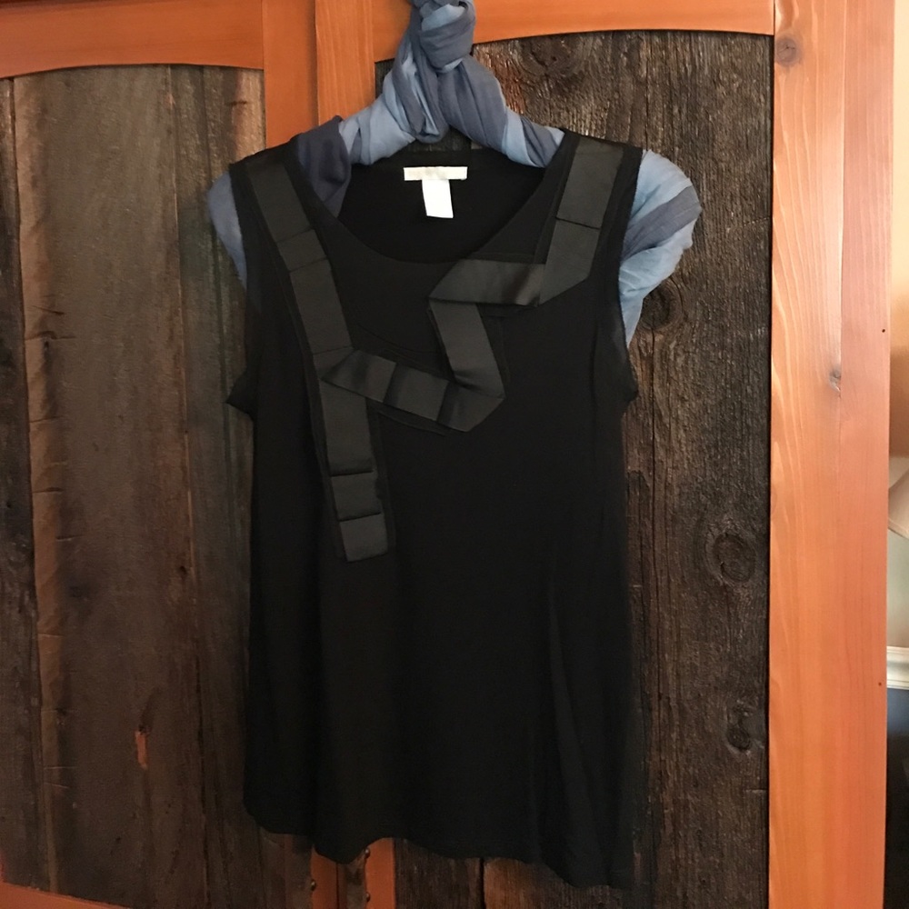 Black Tank Top with Ribbon Embellishment