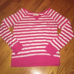Pink striped hollister long sleeve shirt