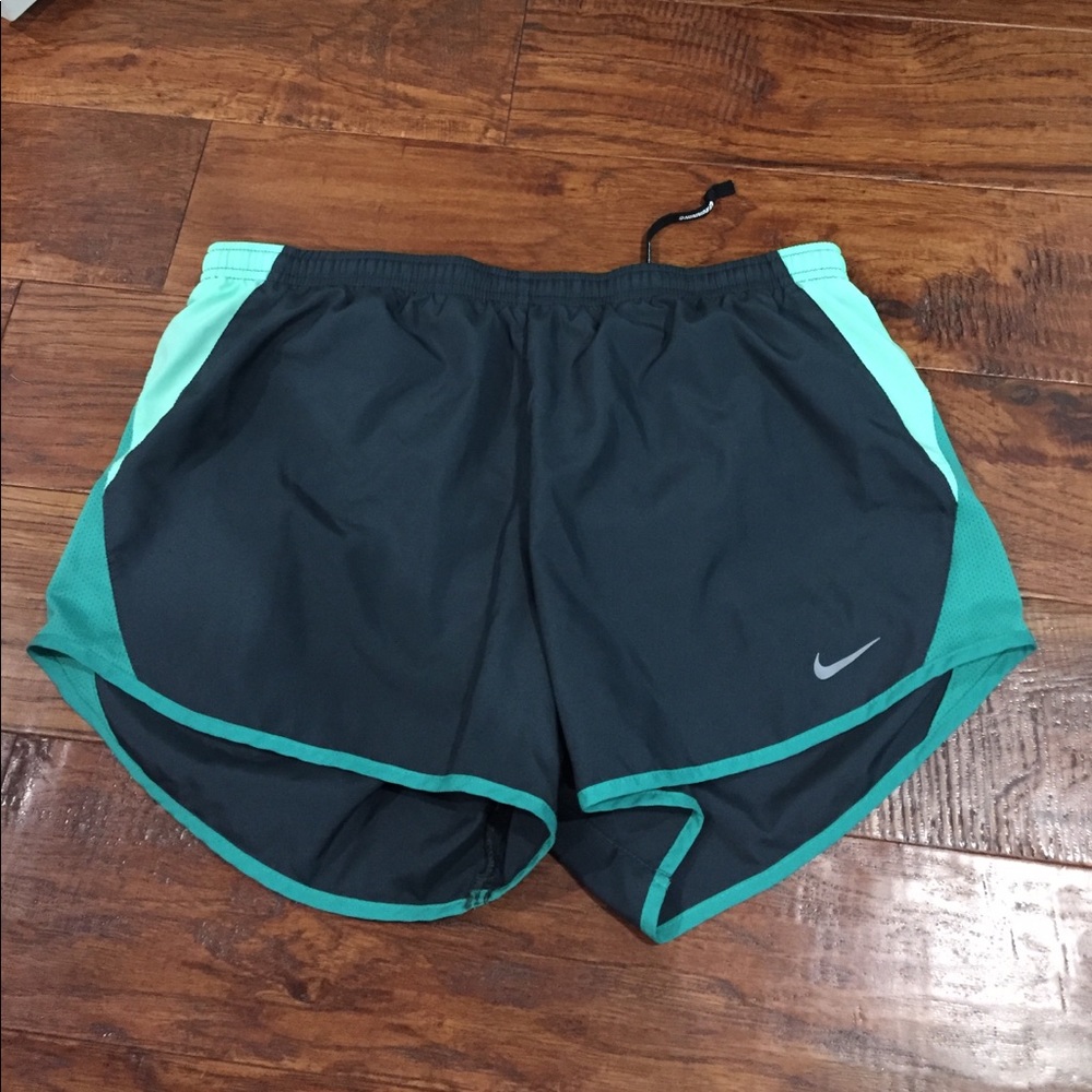 Charcoal and green Nike shorts
