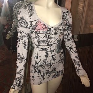 LeiGuy Printed Knit Swarovski embellished tunic