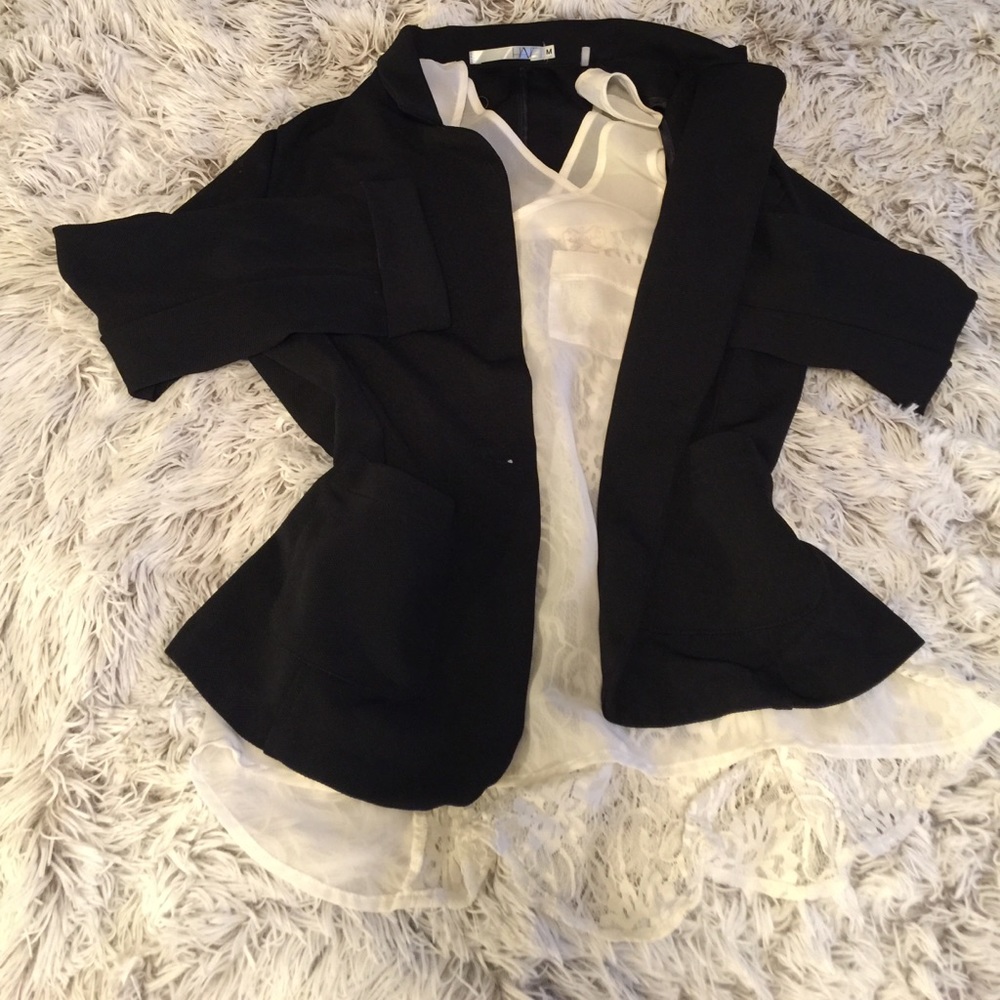 Sheer shirt and blazer. Will separate if you want