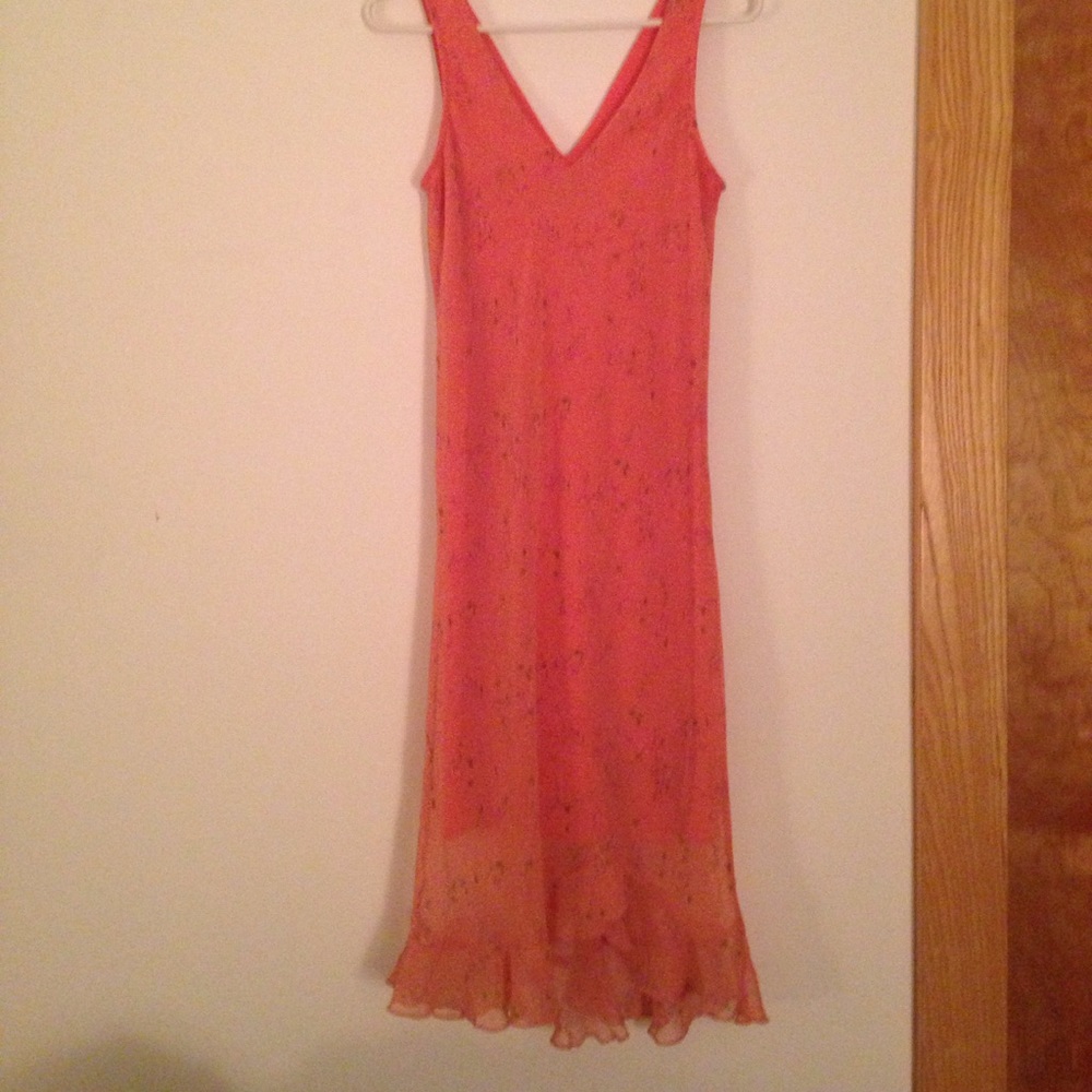 Salmon color dress w flowers
