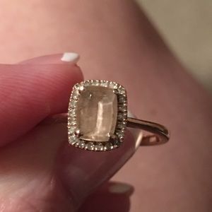 10kt Rose Gold Morganite & Diamond Ring.Size 7.5.