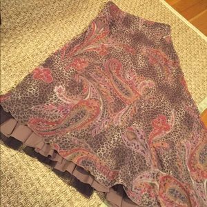 **SALE** Paisley Ruffled Asymmetrical Skirt