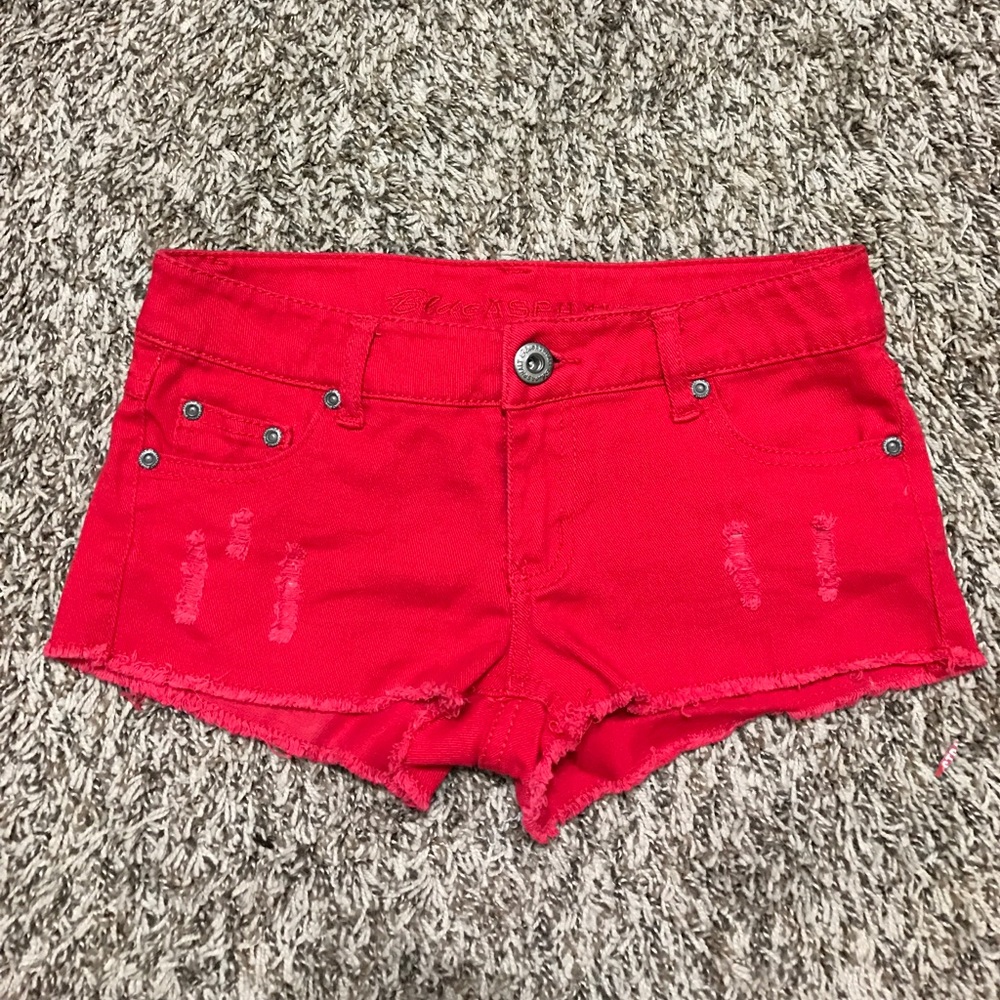 red denim shorts