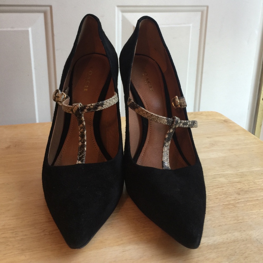 Classic Black Coach Heels with pointed toe