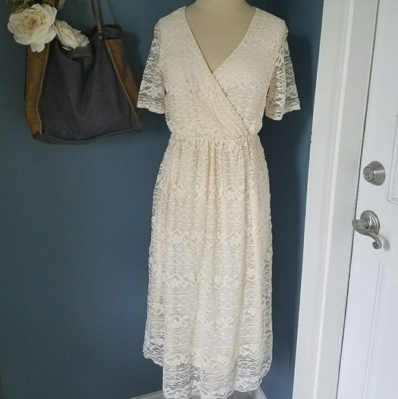 asos cream lace dress