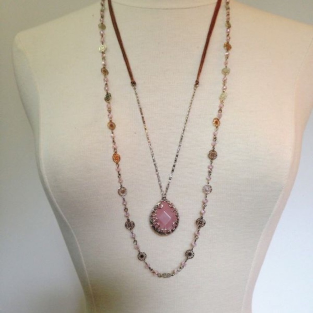 Lonna & Lilly Rose quartz 2 in 1 Necklace