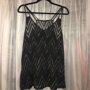 Sheer Black Patterned Tank