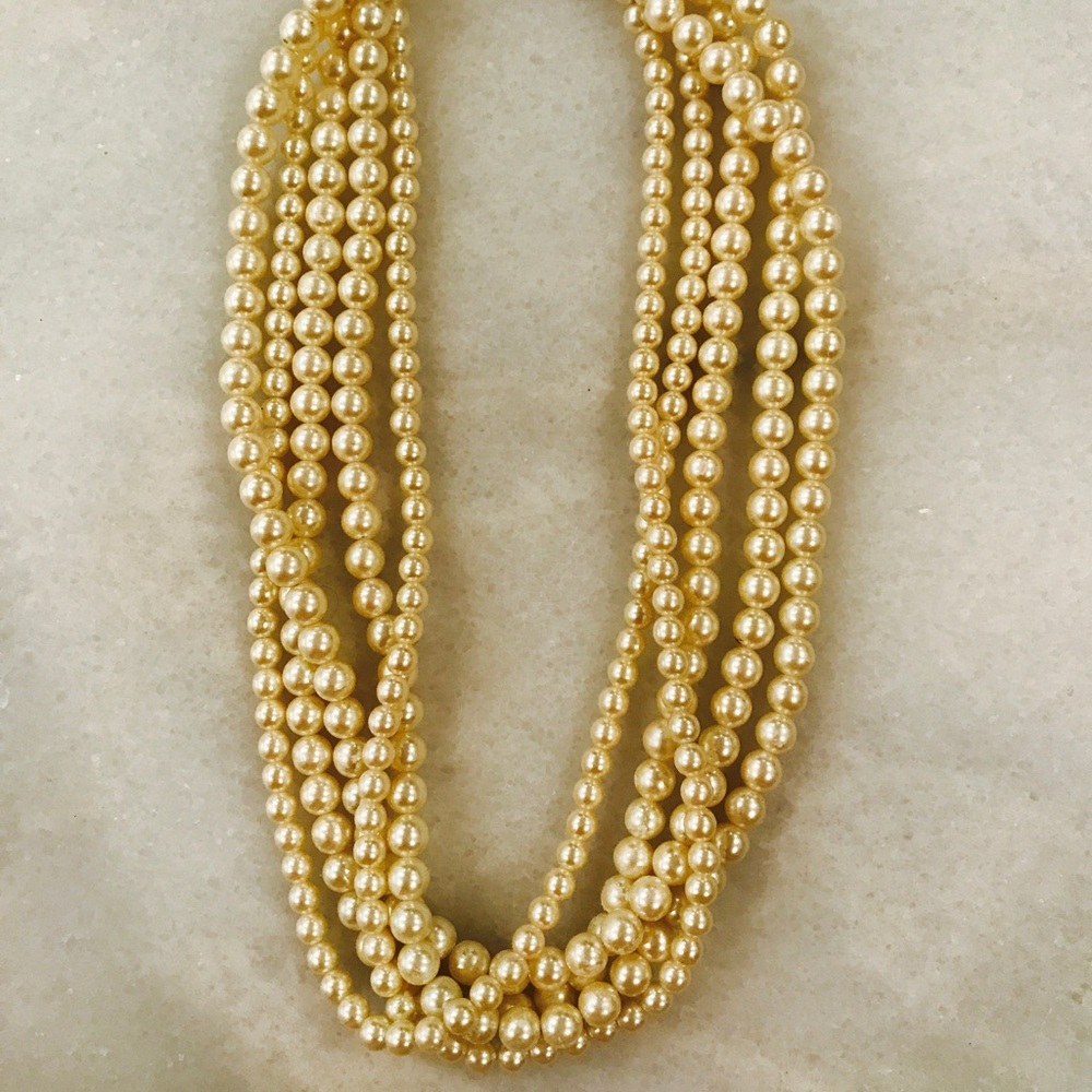Vintage faux pearl necklace, 5 strands