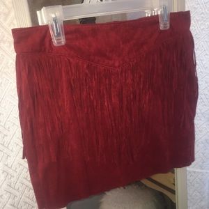 Forever 21 Red Fringe Skirt