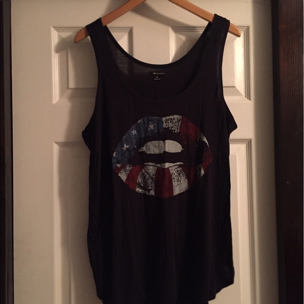 I Love Ronson American flag kiss tank
