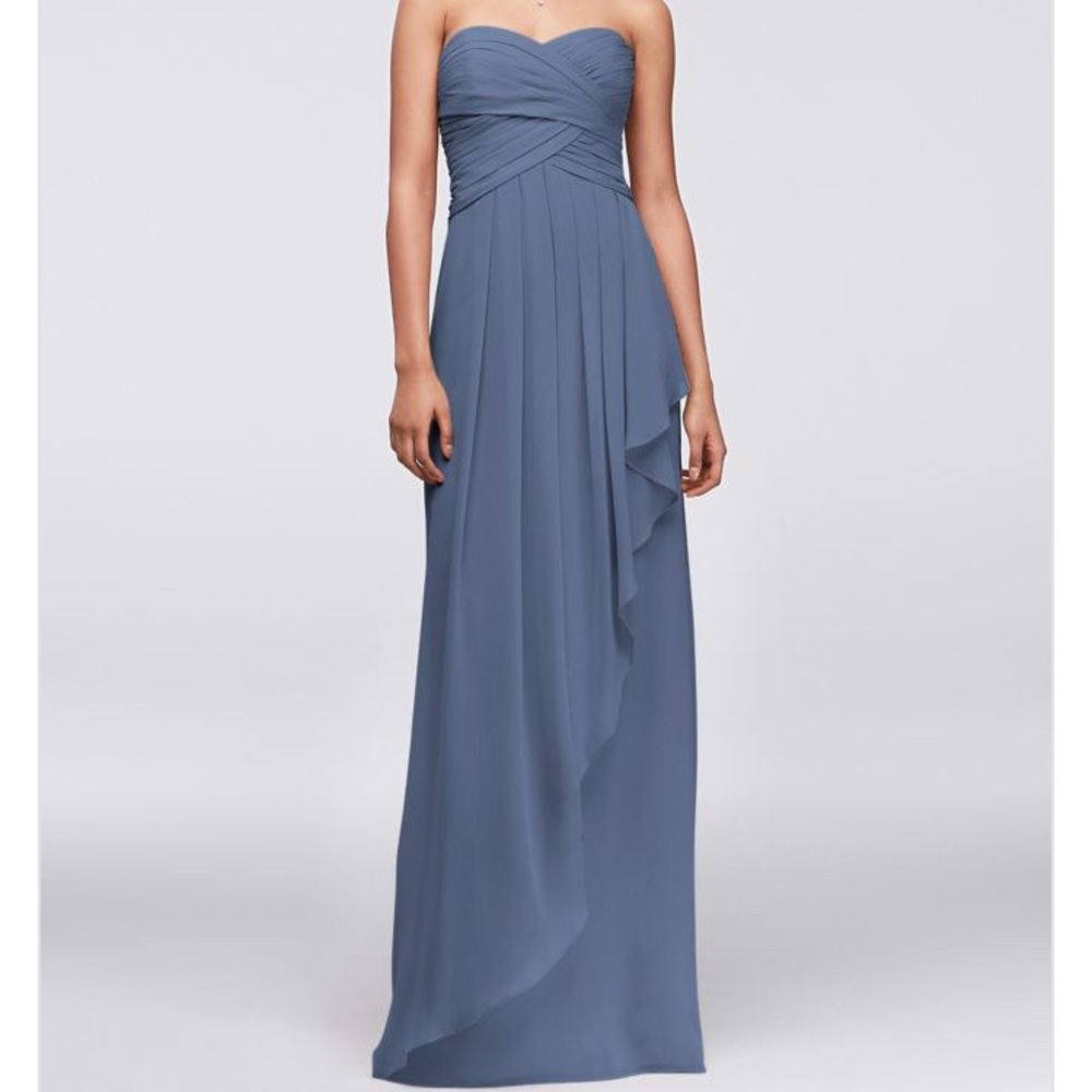 Davids Bridal Strapless Crinkle Chiffon Dress