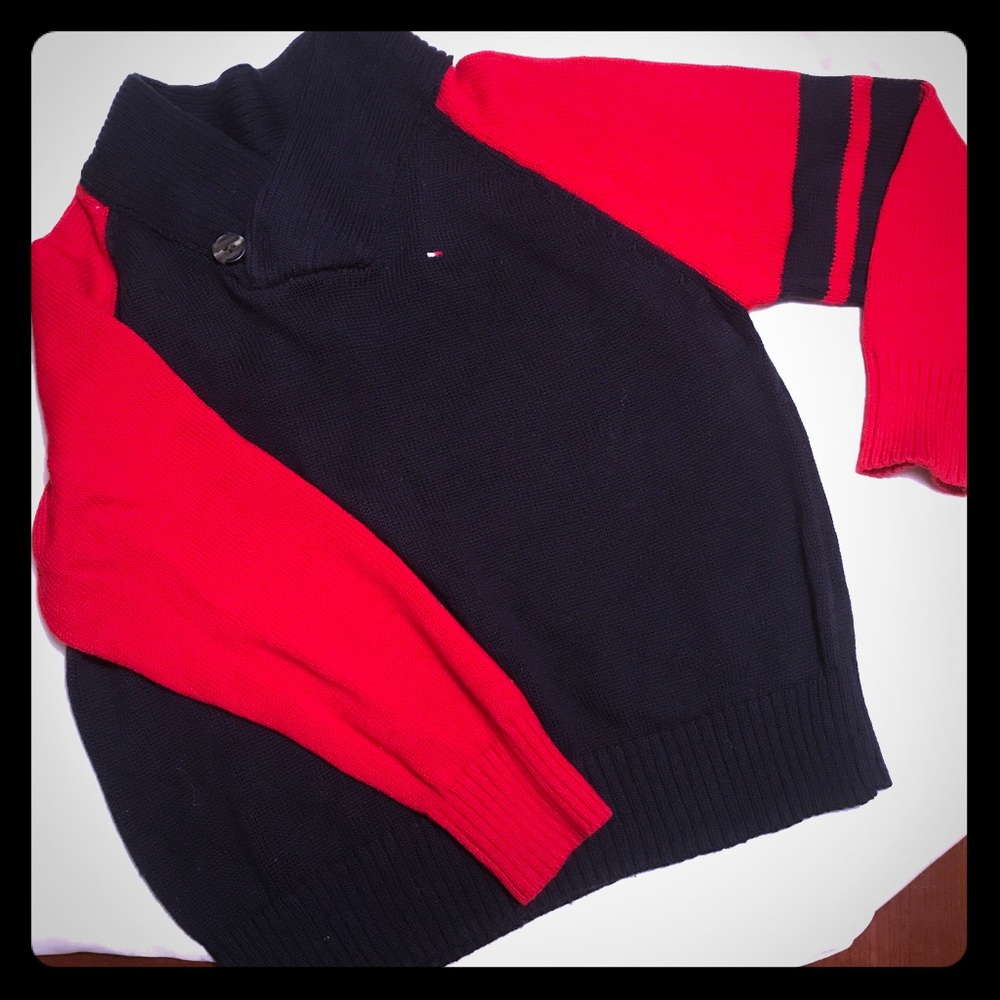 Tommy Hilfiger Navy and Red boys sweater Sz 6