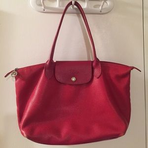 Longchamp Red all leather Medium tote bag