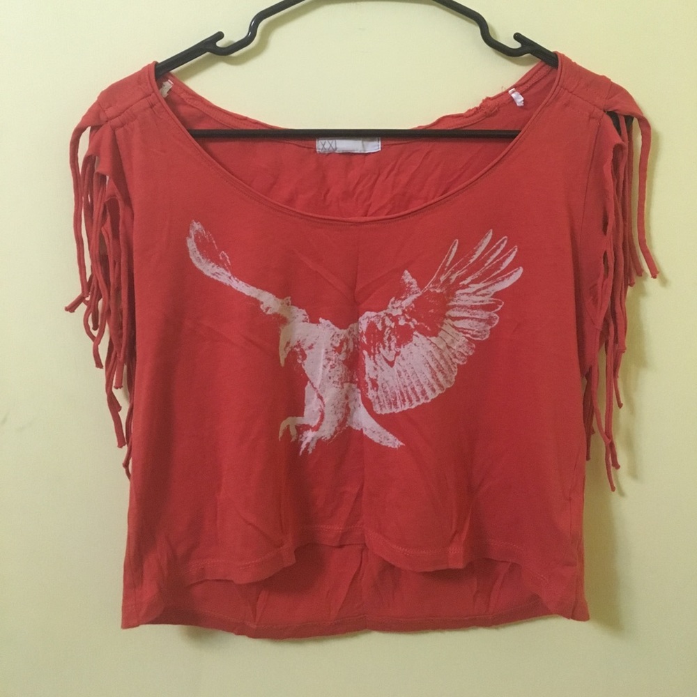 Orange Fringed Tee