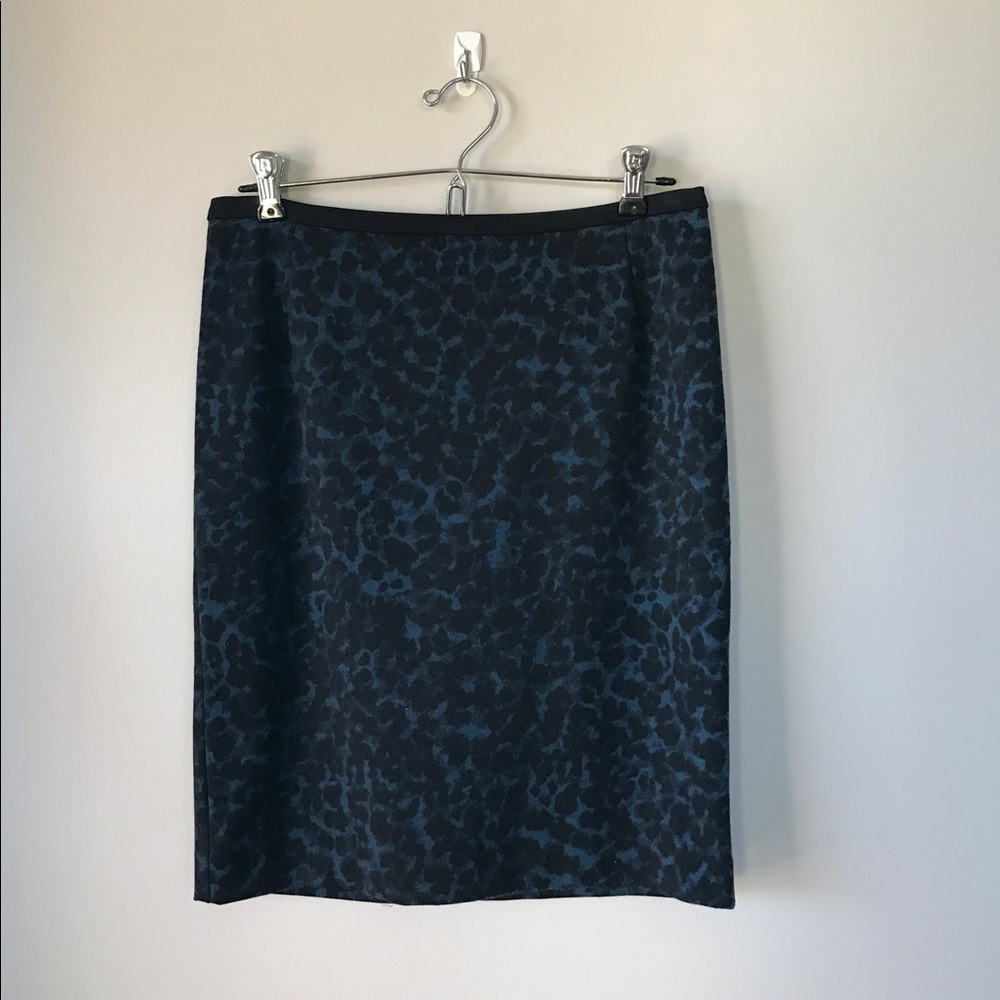 H&M Navy Blue Cheetah Print Pencil Skirt