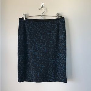 H&M Navy Blue Cheetah Print Pencil Skirt