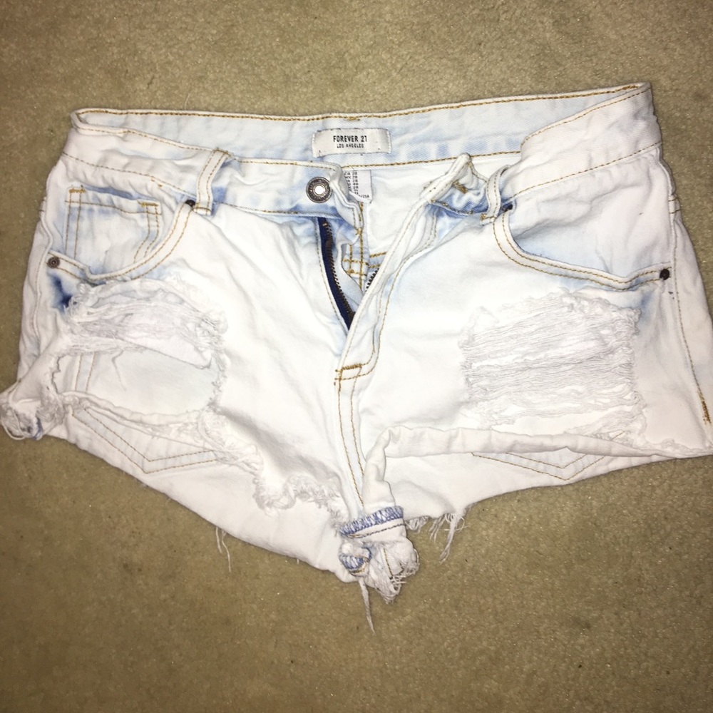 White Ripped Jean Shorts