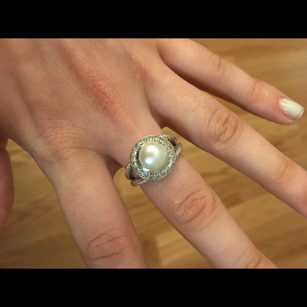 David Yurman Pearl Ring with Diamonds
