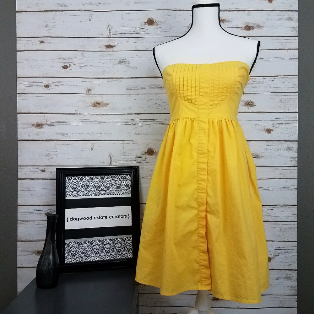 {Custom } Bright Yellow Fit & Flare Dress XS/S,0/2