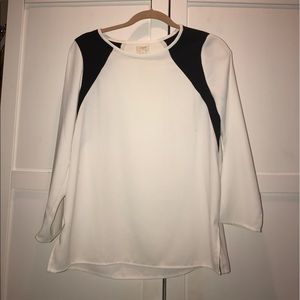 J. Crew Black and White Long Sleeve Blouse Sz 4