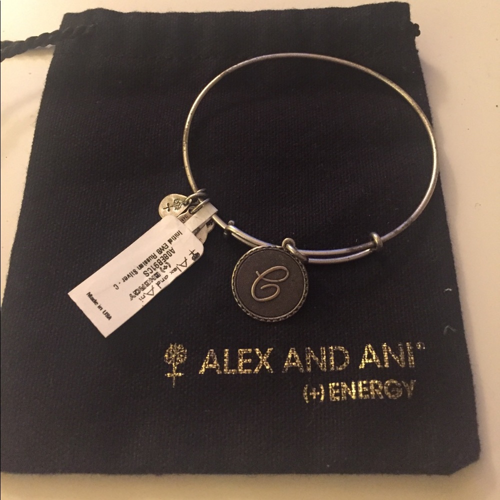 Alex and Ani initial "C" silver Bangle