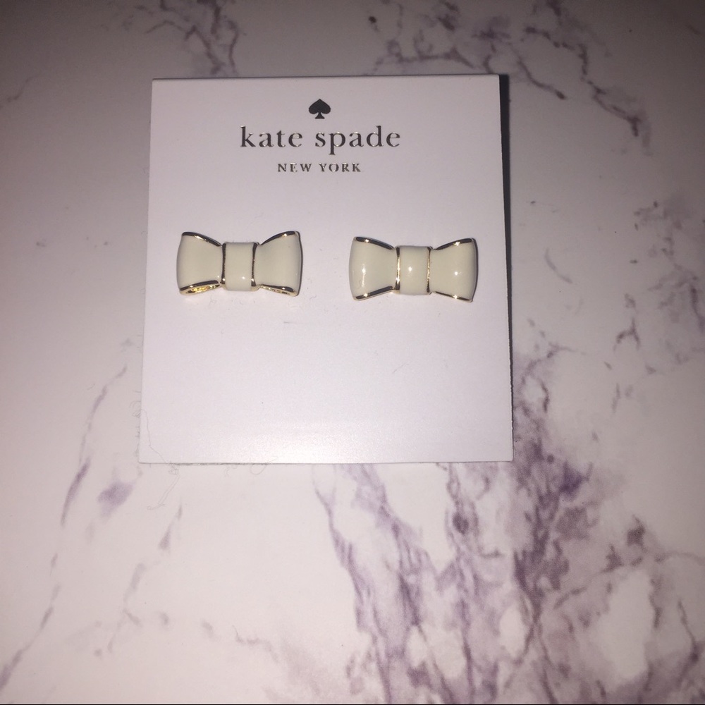 Kate Spade Cream/Gold Bow Earrings
