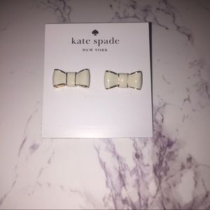 Kate Spade Cream/Gold Bow Earrings