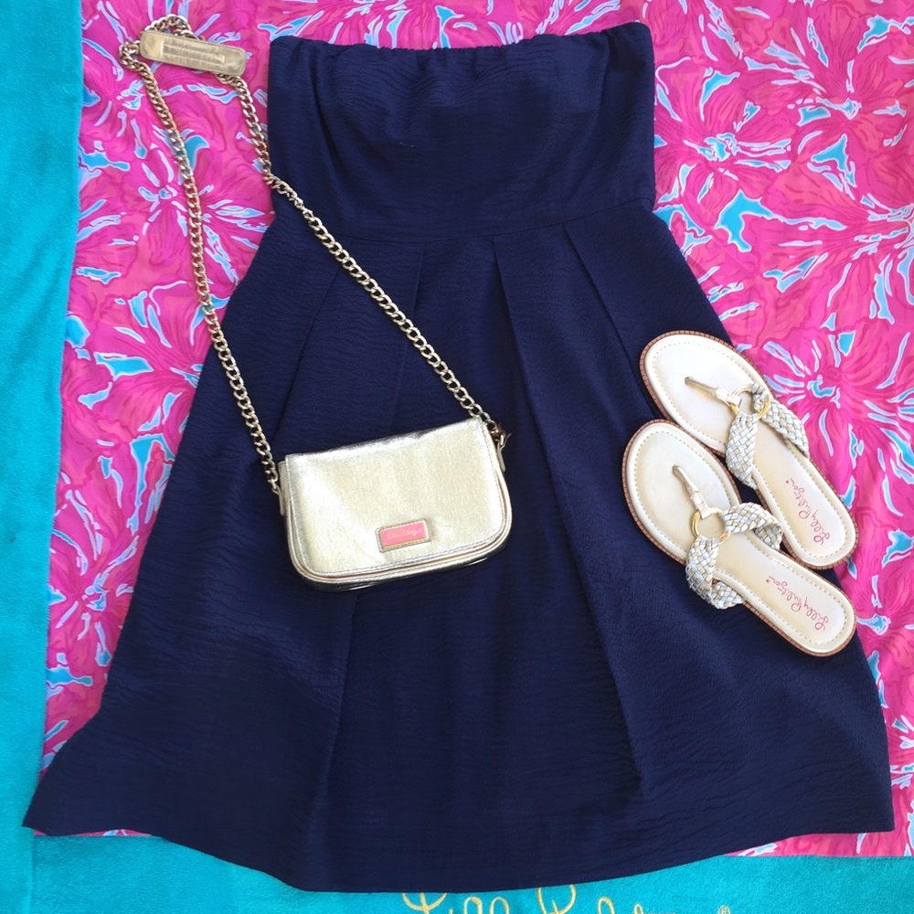 J. Crew Navy Solid Embossed Lorelei dress Size 4