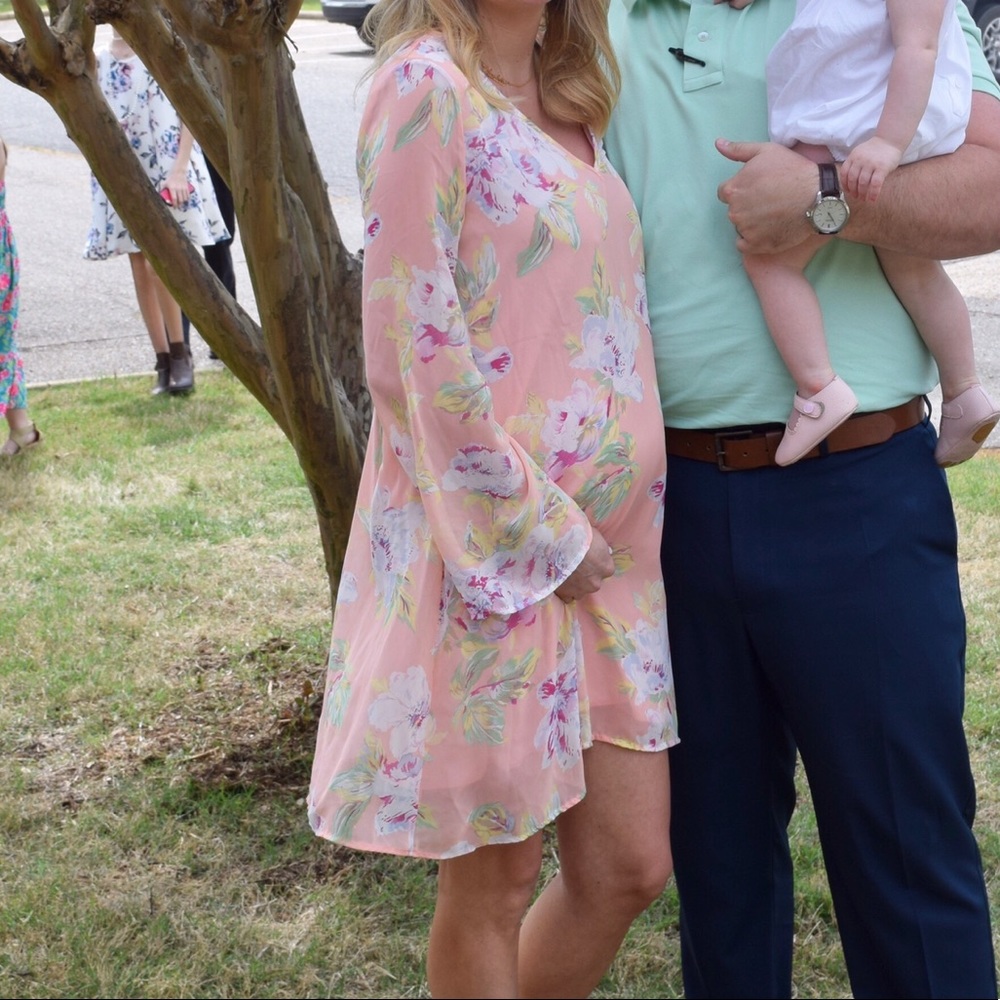 Pink blush maternity floral dress