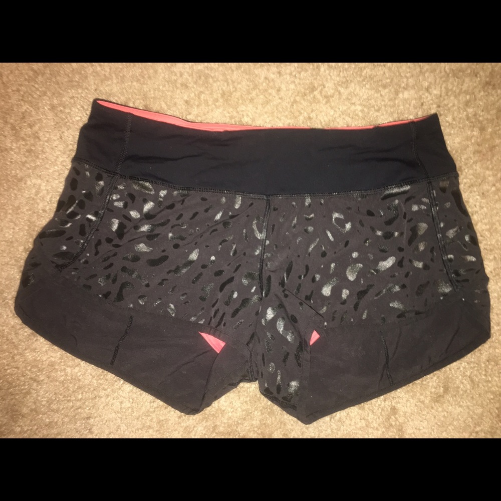 Lululemon Black Animal Print Speed Shorts