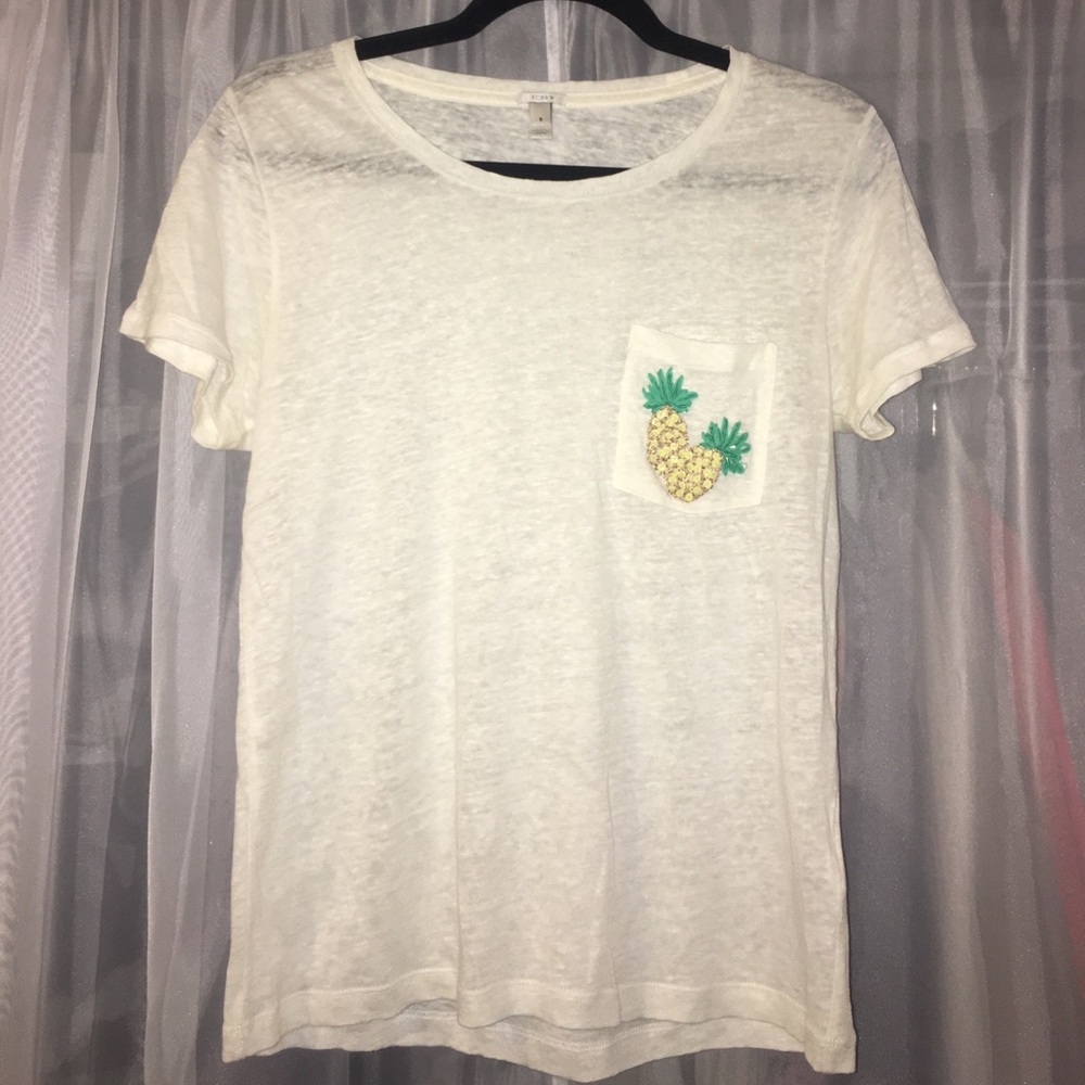 J. CREW Pineapple Linen Summer Tee