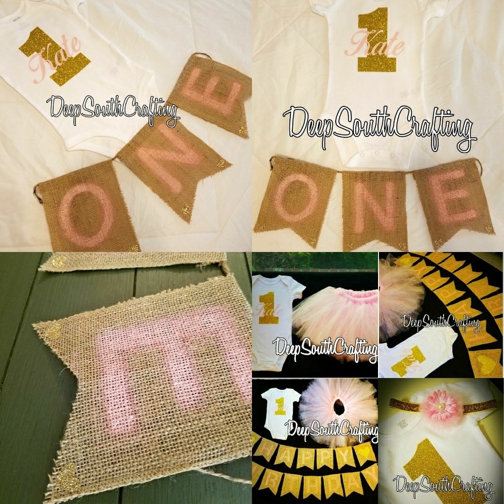 First birthday baby girl gold glitter party outfit