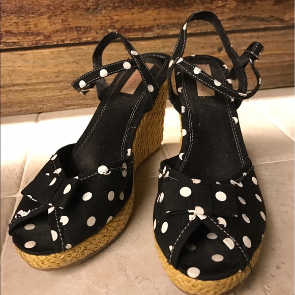 Polka Dot Wedged Heels - Picture 1 of 2