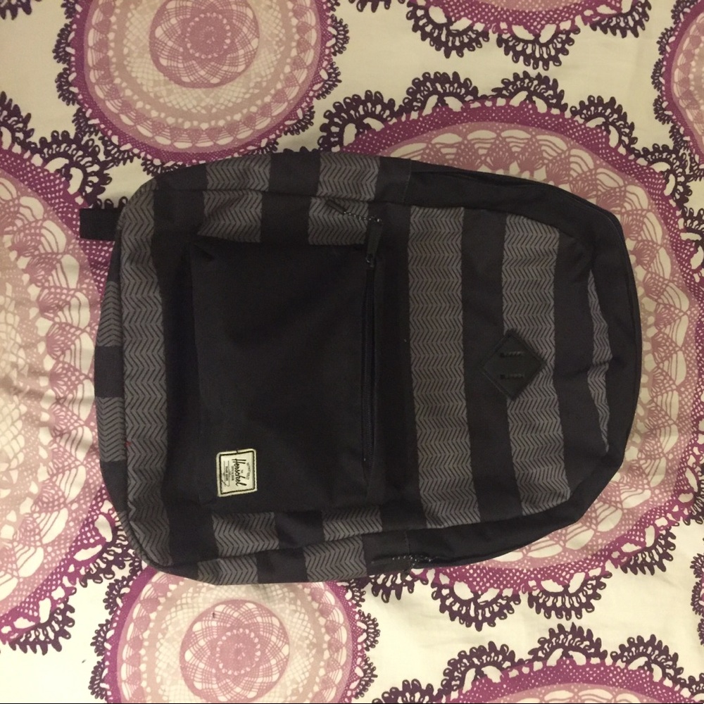 Black and Grey patterned Herschel backpack