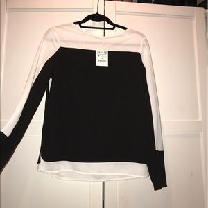 Zara Black and White Blouse NWT