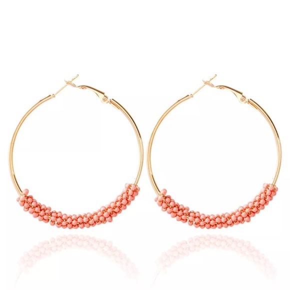 J. Crew Jewelry - Amazing 14k JCrew Beaded Hoop Earrings