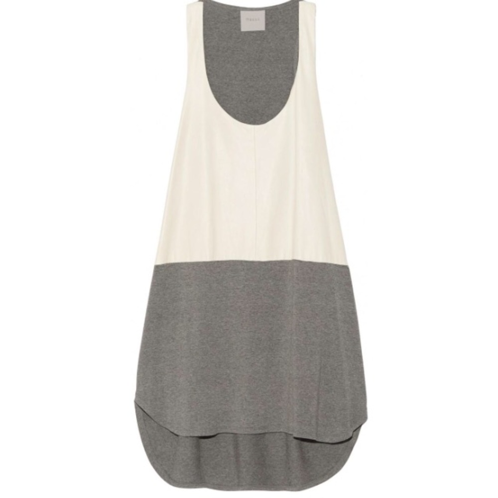 Mason Leather Front Tee Dress in Grey/Bone