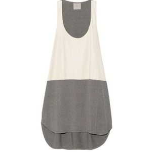 Mason Leather Front Tee Dress in Grey/Bone